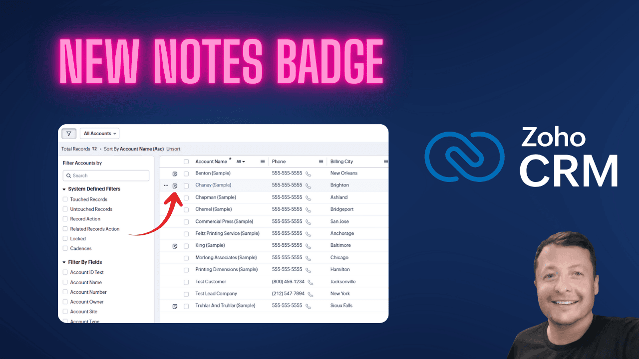 Zoho CRM adds Notes Badge to list views